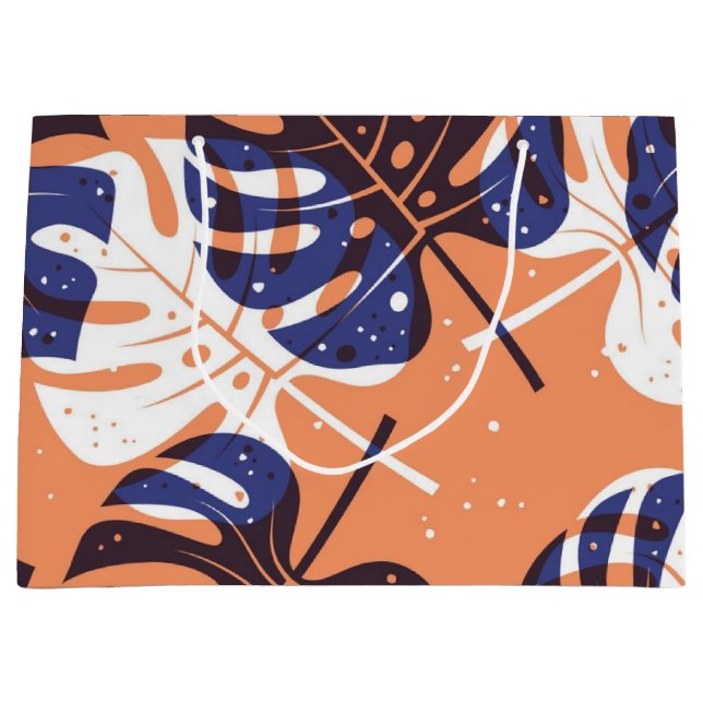 Grand Sac Cadeau motif feuille (Devant)