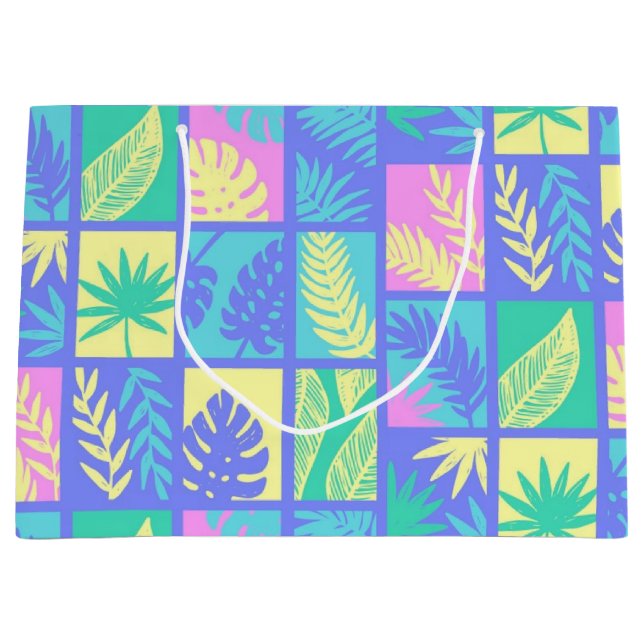 Grand Sac Cadeau motif feuille (Devant)