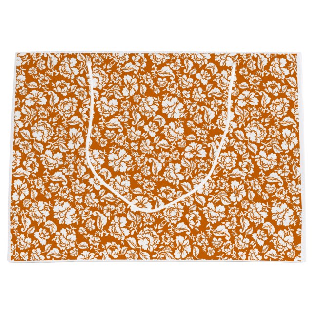 Grand Sac Cadeau motif feuille 14b. noir DOrange BG (Devant)