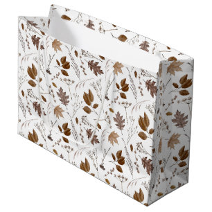 Grand Sac Cadeau Motif Feuilles d'automne