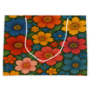 Grand Sac Cadeau Motif Fleur sauvage transparent