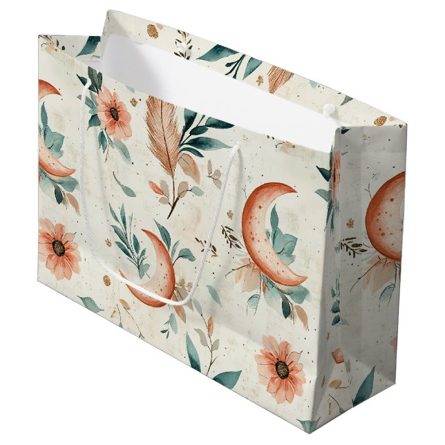 Grand Sac Cadeau Motif floral céleste (2) (Devant Angle)
