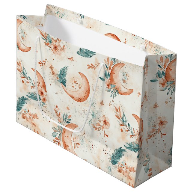 Grand Sac Cadeau Motif floral céleste (4) (Devant Angle)