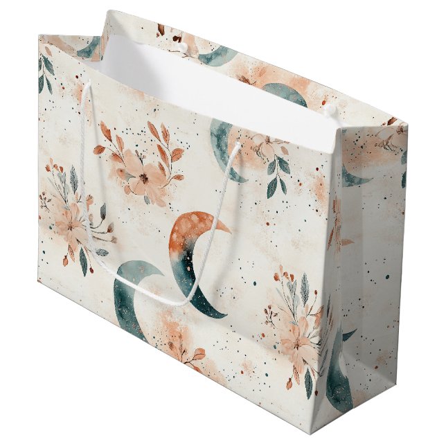 Grand Sac Cadeau Motif floral céleste (5) (Devant Angle)