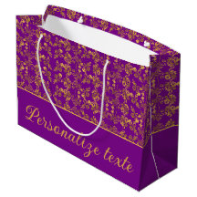 Motif floral doré vintage chic sur fond violet