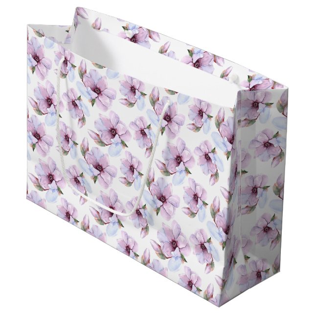 Grand Sac Cadeau Motif floral romantique (Devant Angle)