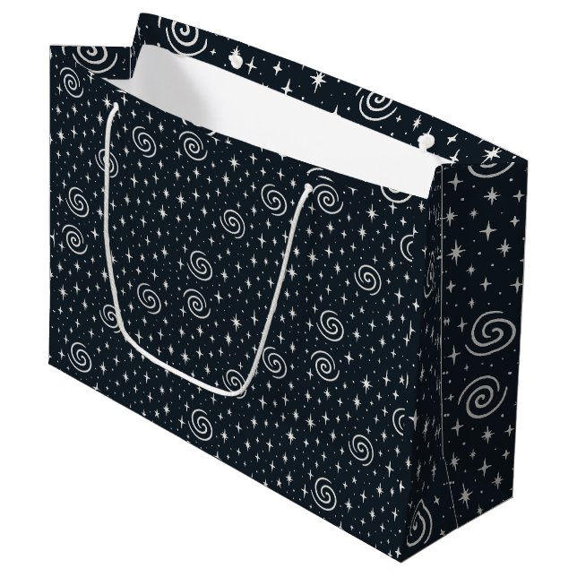 Grand Sac Cadeau Motif Galaxy (Devant Angle)