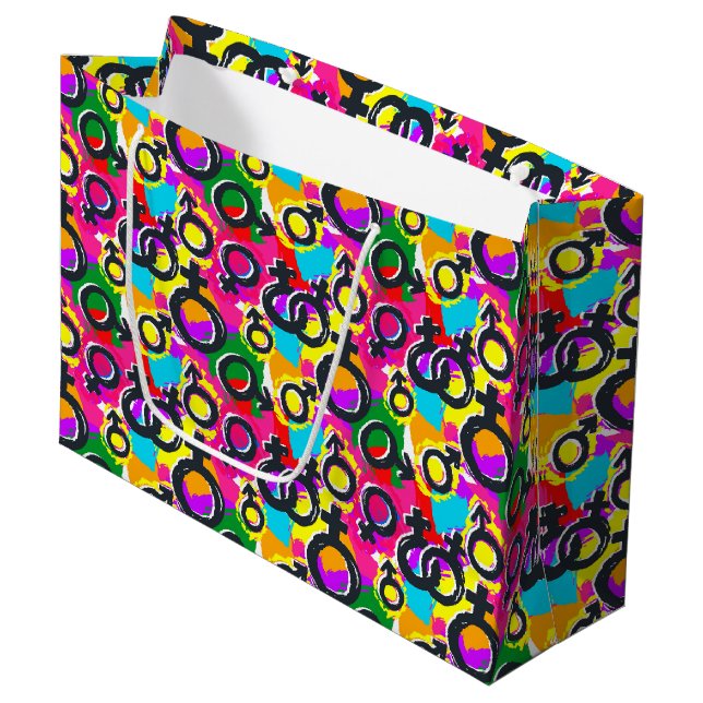 Grand Sac Cadeau Motif Gay pride de Neon (Devant Angle)