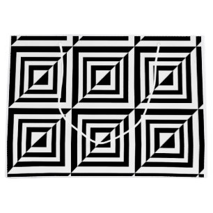 Grand Sac Cadeau Motif géométrique noir et blanc