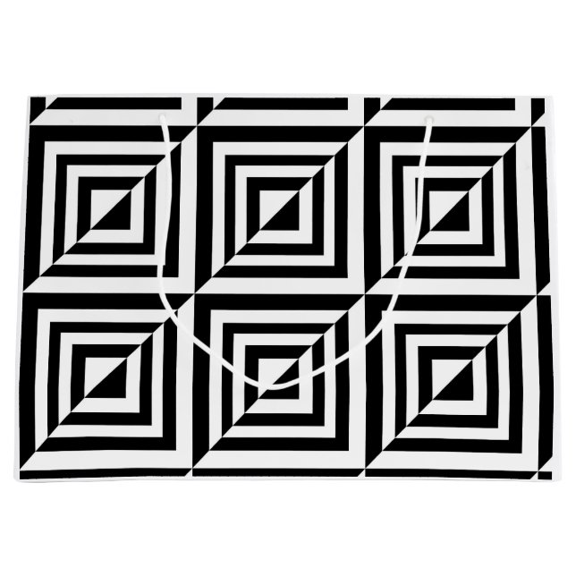 Grand Sac Cadeau Motif géométrique noir et blanc (Devant)