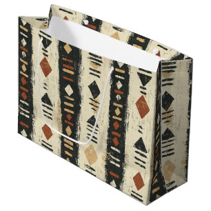 Grand Sac Cadeau Motif géométrique rustique en boue de Mali (4)