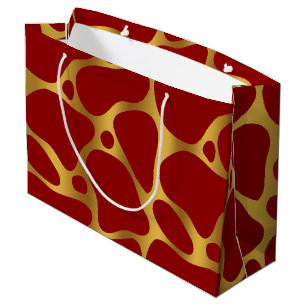 Grand sac cadeau Motif Gold & Red Giraffe