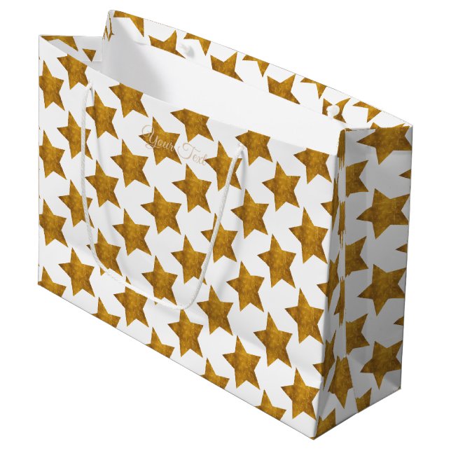 Grand Sac Cadeau Motif Gold Star (Devant Angle)