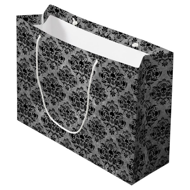 Grand Sac Cadeau Motif gothique de Damas de Grunge (Devant Angle)