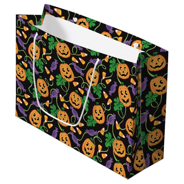 Grand Sac Cadeau Motif HALLOWEEN (Devant Angle)