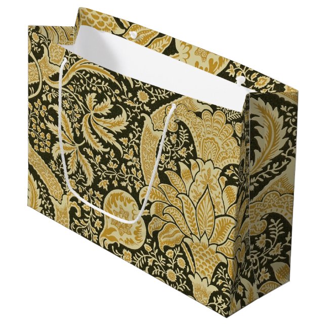 Grand Sac Cadeau Motif indien d'or, William Morris (Devant Angle)