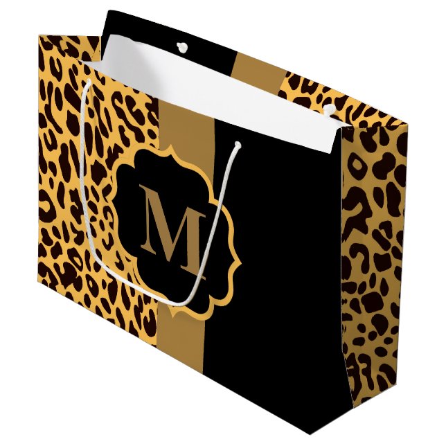 Grand Sac Cadeau Motif léopard (Devant Angle)