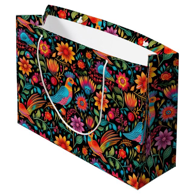 Grand Sac Cadeau Motif mexicain coloré (Dos Angle)