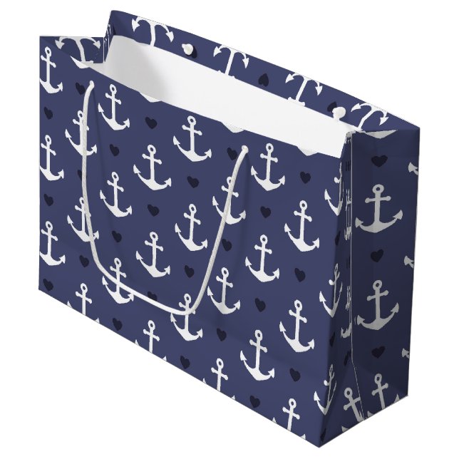 Grand Sac Cadeau Motif mignon d'Ancre (Devant Angle)