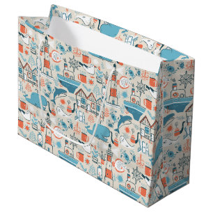 Grand Sac Cadeau Motif mignon de griffonnage de la Mer du Nord