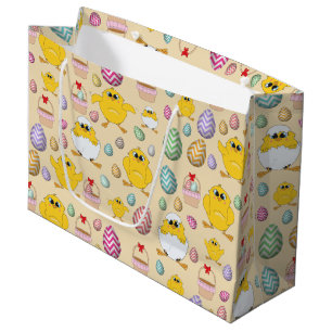 Grand Sac Cadeau Motif mignon de Pâques