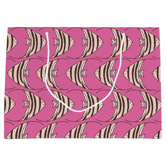 Grand Sac Cadeau Motif mignon de poisson rose (Devant)