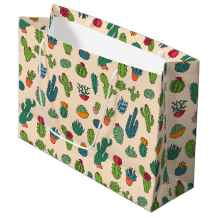 Grand Sac Cadeau Motif mignon de position de cactus