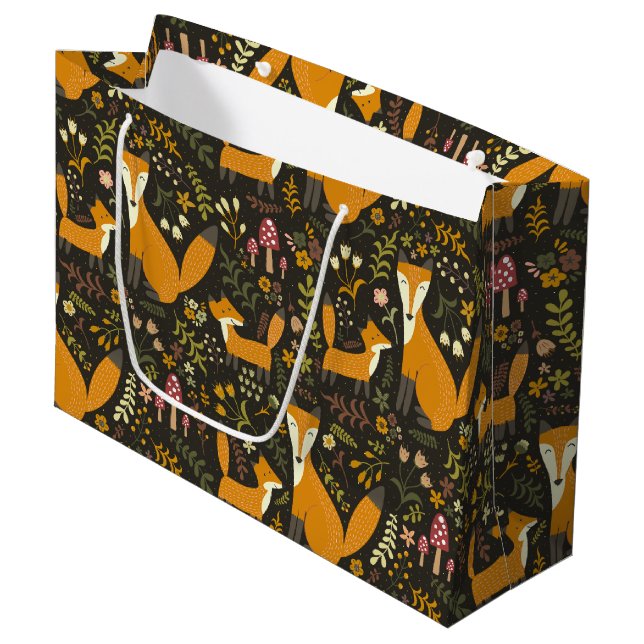 Grand Sac Cadeau Motif migre Woodland Fox (Devant Angle)