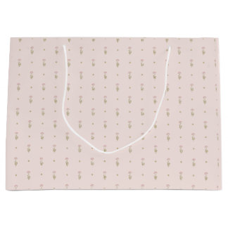 Grand Sac Cadeau Motif minimaliste de fleurs sauvages avec des poin