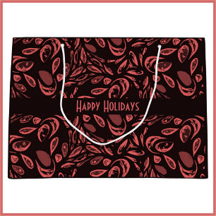 Grand Sac Cadeau Motif moderne noir, rouge chaud