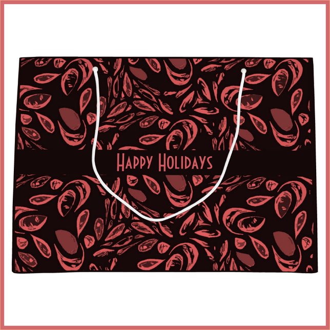 Grand Sac Cadeau Motif moderne noir, rouge chaud (Créateur téléchargé)