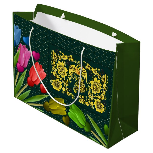 Grand Sac Cadeau motif monogramme vintage (Dos Angle)