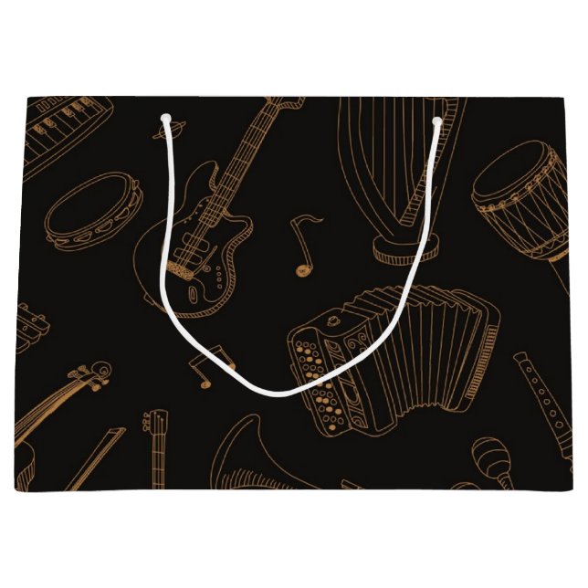 Grand Sac Cadeau Motif musical (Devant)