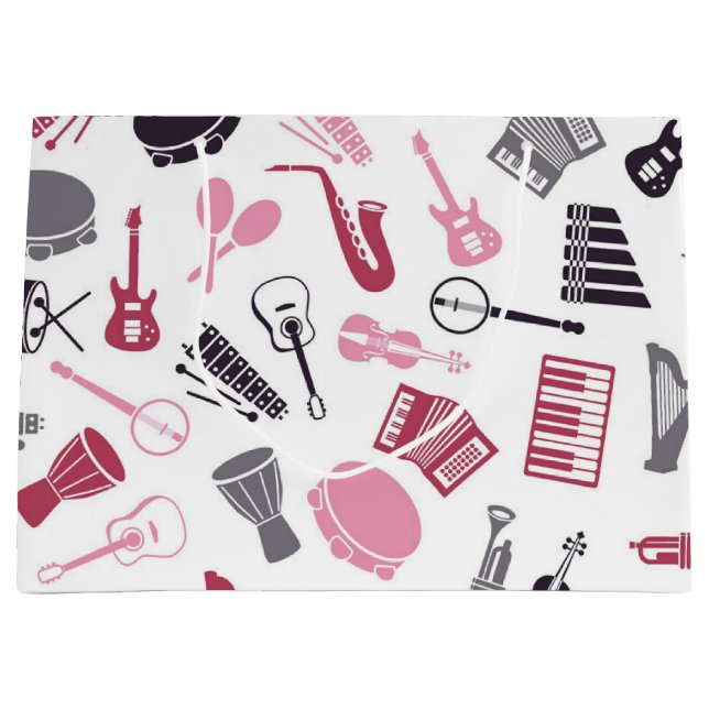 Grand Sac Cadeau Motif musical (Devant)