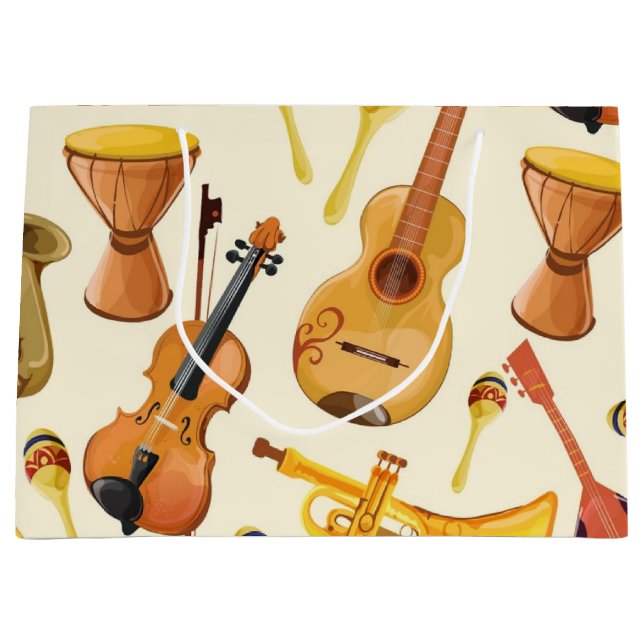 Grand Sac Cadeau Motif musical (Devant)
