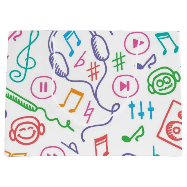 Grand Sac Cadeau Motif musical (Devant)