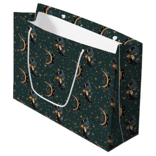Grand Sac Cadeau Motif mystique de croissant de lune et d'étoiles