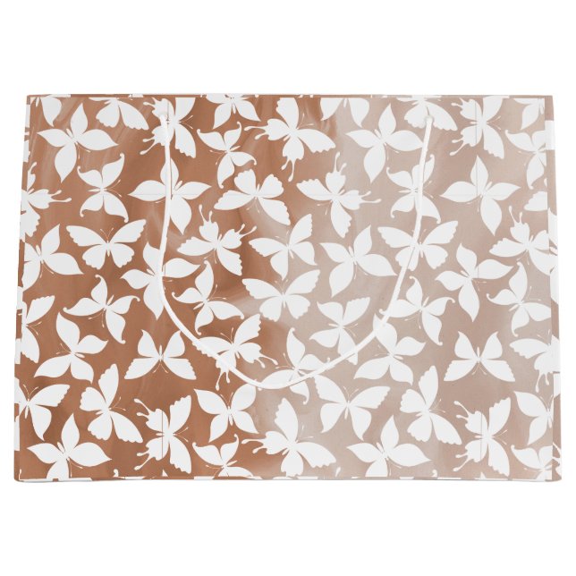 Grand Sac Cadeau Motif papillon blanc (Devant)