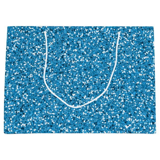Grand Sac Cadeau Motif Parties scintillant bleu (Devant)