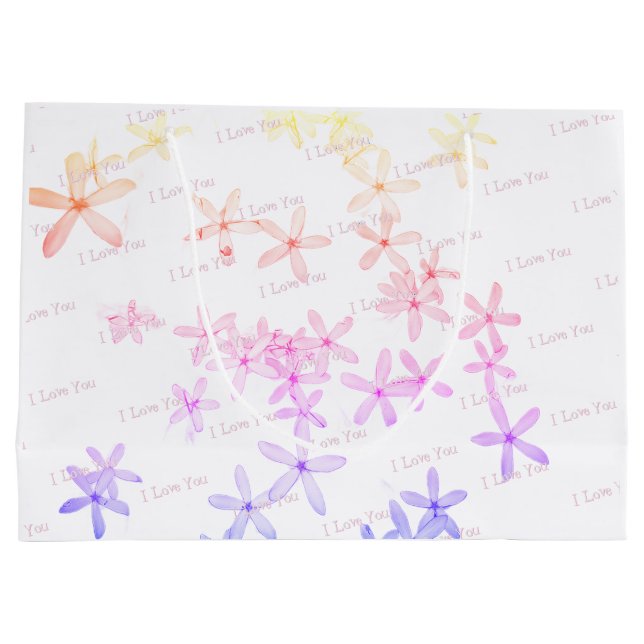 Grand Sac Cadeau "Motif Posie Blanche"  (Dos)
