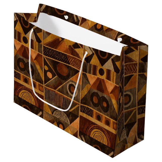 Grand Sac Cadeau Motif rayure rustique sud-ouest (4) (Devant Angle)