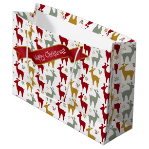 Grand Sac Cadeau Motif Red Christmas Reindeer#12 ID1009
