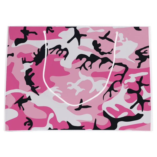 Grand Sac Cadeau Motif rose de camouflage de Camo (Devant)