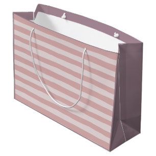 Grand Sac Cadeau Motif rose en bande deux belles nuances de rose