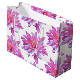 Grand Sac Cadeau Motif rose marguerite, joli motif fleuri