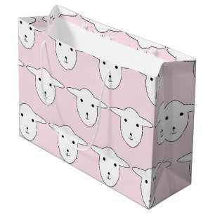 Grand Sac Cadeau Motif rose mignon de moutons de bande dessinée