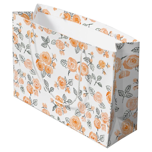 Grand Sac Cadeau Motif rose Peach (Dos Angle)