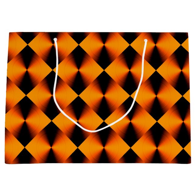 Grand Sac Cadeau Motif rouge orange et noir (Devant)