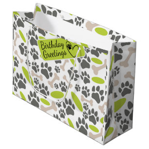 Grand Sac Cadeau Motif sans couture pour os et pattes de chien
