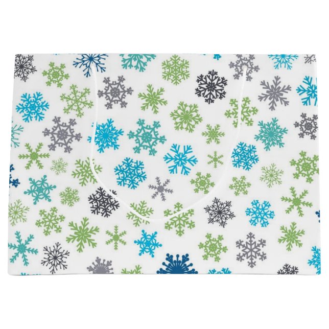 Grand Sac Cadeau Motif Snowflake (Devant)
